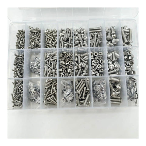 Massive 1280 Piece 304 Stainless Steel Hex Socket Screw And Nut Kit With Five Metric Sizes From M2 To M5 For Quick Durable Repairs And Tight Solid Fastening On Diy Projects And Home Fixes in organizer box