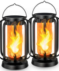 Lit Real Flame Solar Lanterns with USB charging and four modes, featuring a realistic flame effect and waterproof design