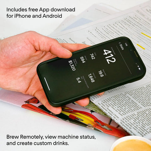 Next Level Super Automatic Espresso Machine Delivering One Hundred Thousand Custom Drink Combos And Creamy Milk Froth For That Straight Fire Daily Grind Routine In Classic Black displayed on a smartphone.