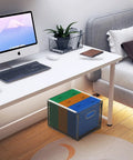 Collapsible Mesh Hanging File Crates With Handy Carry Handle Letter Size Document Holder and Portable Desk Organizer in home office.