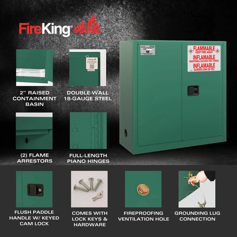 Heavy Duty 30 Gallon Flammable Safety Cabinet With Auto Closing Door Built Like A Tank For Pesticide Storage Meets OSHA And NFPA Rules Made In Usa Hardcore Workhorse Steel For Shop Or Lab Use