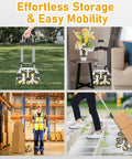 Heavy Duty Stair Climbing Dolly With Telescoping Handle And Six Rolling Wheels For Moving And Grocery Hauls Foldable Aluminum Cart on grass.