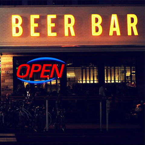 32 Inch By 17 Inch LED Open Sign With Remote Control Ultra Bright Red And Blue Display outside beer bar