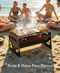 Charcoal Folding Portable Grill With Carry Bag For Outdoor Cooking Campfire On The Go Beach Gathering BBQ Session
