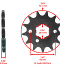 Dimensions of the front sprocket from Blue Drive Chain And Sprockets Kit For Yamaha Raptor 350 YFM350R 2004 2013.
