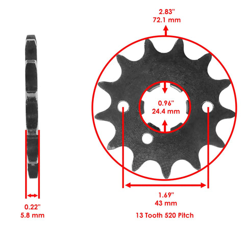 Red Drive Chain And Sprockets Kit For Yamaha Warrior 350 YFM350X 1989 2004 front sprocket dimensions 13 tooth 520 pitch