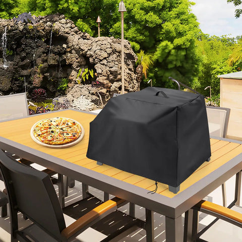 Heavy Duty Waterproof Pizza Oven Cover For Cuisinart CGG403 3 In 1 Portable Pizza Oven All Season Weatherproof Shield on outdoor table