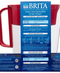 Slim 6 Cup BPA Free Water Pitcher With Filter For Tap Water Red, Lasts About Two Months shown in packaging.