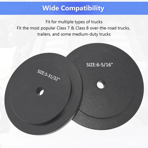 Two large race seal drivers from Heavy Duty Hub Seal Installer Kit for Class 7 and Class 8 trucks, sizes 5-31/32 and 6-5/16 inches.