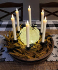 2 Pack Flameless Taper Candles With Remote And Timer, 9.6 Inch Ivory LED Battery Operated Wax Style Candles on table centerpiece