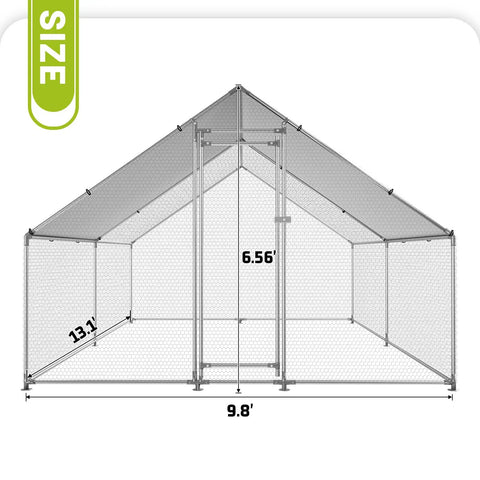 Walk In Metal Chicken Coop With Water Resistant Cover And Anti UV Roof Durable Galvanized Steel Pen For Yard Outdoor Poultry Cage dimensions