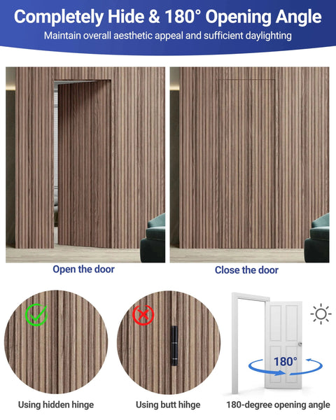 6 Inch Invisible Door Hinges For Doors 3D Adjustable 180 Degree Swing Heavy Duty Concealed Zinc Alloy 88 Lbs Load Capacity
