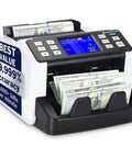 Money Counter Machine For Busy Cash Desks All In One Count Mixed Denominations Fast Detect Counterfeits Portable Currency Detector Dollar Sorter For Retail And Office Use Up To 1200 Notes Per Minute UV MG MT IR CIS Ready, displaying mixed bills.