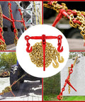 Heavy Duty 5/16-3/8 Inch Chain Binders Set Of 2 With 5/16 X 10 Ft Chains, Grade 70 Load Transport Bindings And Chains, Grappling Hook