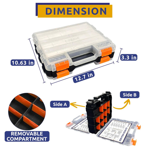 All In One Trailer Pin And Hardware Kit With 232 Pcs Including Hitch Pins Lynch Pins shown in a clear plastic organizer box.
