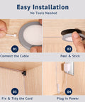Installation steps for Smart Under Cabinet Puck Lights 4 Pack With App Control Voice Assistant And Motion Sensor Dimmable 2700K To 6500K Plug In.