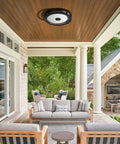 Installed Outdoor Motion Sensor LED Ceiling Light Flush Mount 12 Inch Dusk To Dawn Exterior Black Fixture for Porch