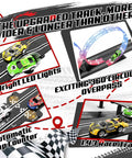 3 In 1 Slot Car Race Track Set With 4 High Speed Cars Includes Circular Overpass And Flash Tracks 1 To 43 Scale Remote Control Racing Easy Build Auto Lap Counter Perfect Gift For Adults And Kids 6 7 8 9 10 12 Year Olds Fam Friendly Fun with 360° circular overpass and LED lights