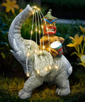 Solar Powered Elephant Tiki Garden Light For Outdoor Courtyard Yard And Lawn Decor With Warm LED Glow Playful Elephant Statue
