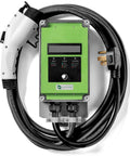 32 Amp Level 2 Electric Vehicle Charging Station With Smart Display And 25 Ft Cable showing charging plug and control panel.