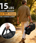 Man carrying Collapsible Wagon Cart With 220L Capacity Ultra Lightweight 15Lb Foldable Garden Cart on a dirt path