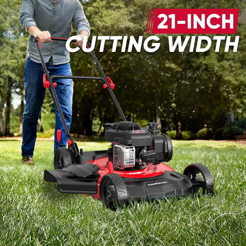 Lightweight 21-Inch Push Lawn Mower With 125cc Briggs And Stratton OHV Engine, 2-In-1 Mulching And Side Discharge, No-Fuss Maneuverability For Small Yards And Tight Spaces, Durable Yard Work Companion