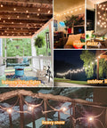 Outdoor String Lights 100Ft LED Globe Bulbs For Patio Gazebo Waterproof Shatterproof UL Listed G40 Bulbs 0.6W lit in various settings