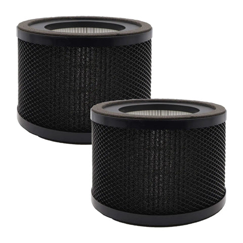 2-Pack Replacement Filter For TaoTronics TT-AP001 And VAVA VA-EE014 Air Purifiers, black cylindrical design with mesh layer