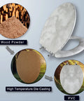 Elongated Marble Toilet Seat With Zinc Alloy Hinges Easy Install And Clean Anti Pinch Safety Durable Gray Finish For Most Elongated Bowls Plus Quiet Close Lid Easy Wipe And No Pinching Design Grab And Go Ready To Use shown with wood powder and PVC material components