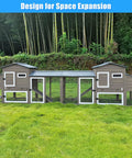 Wooden Chicken Coop With Run And Nesting Box For Backyard Garden, Outdoor Waterproof Hen House with design for space expansion.