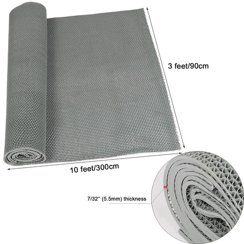 Commercial Drainage Mat Non Slip Floor Mat 3x10 Ft 0.22 Inch Thick Grey with hydrophobic mesh and drainage holes
