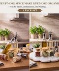 10 Inch Scalloped Marble Lazy Susan Hella Smooth Spinning Kitchen Turntable For Spices Oils And Condiments with oil bottles and spice jars.