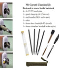 Top Shelf M1 Garand Care Kit Featuring Bronze Wrench And Gas Cylinder Screw With Multi Tool Oiler And Brass Chamber Brushes To Keep Your Iron Runnin Smooth Daily, showing kits stored in buttstock.