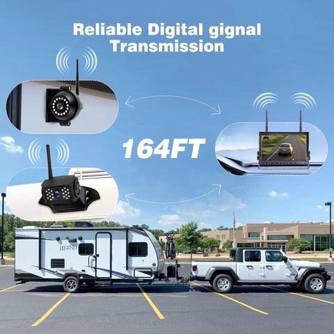 Image showing 10.1 Inch Wireless RV Backup Camera System With 2 Rear Cameras And 2 Side Cameras For Reversing And Monitoring.
