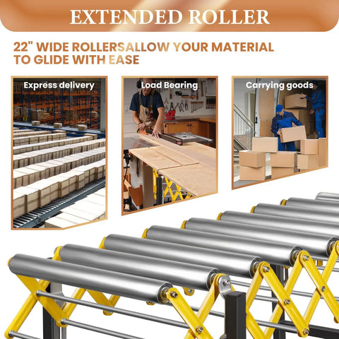 Tough As Nails Adjustable Conveyor Roller With 980 Lbs Capacity 25 Inch Wide Belt showcasing 22" wide rollers aiding smooth material glide.