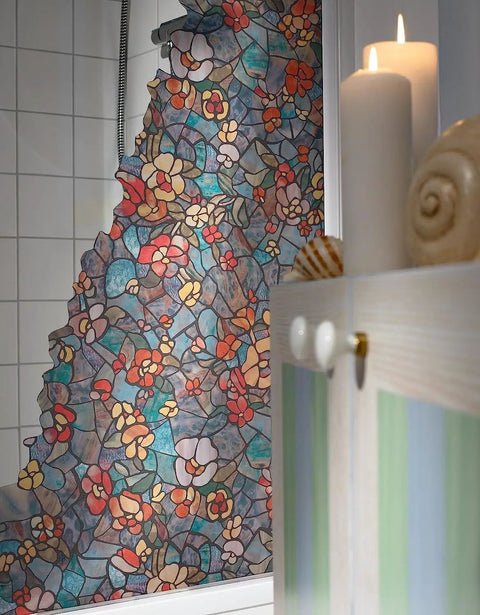 Self Adhesive Privacy Glass Window Film Venetian Garden Pattern For Windows Doors Showers And Glass Tabletops installed