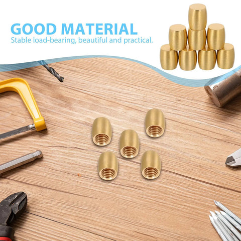 8pc Brass Furniture Legs For Wooden Trays And Boxes, cone shaped on a wooden surface with tools around, showcasing design and material