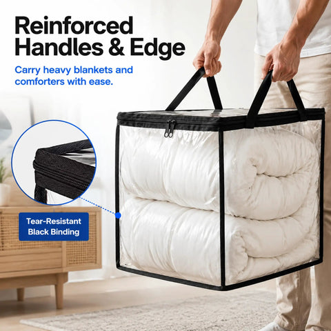 Ultra Clear Storage Bags 2 Pack 17.7 Inches for Shoes and Tools waterproof PVC vinyl with side handles holding blankets