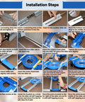 Installation steps for Flat Sled System with adjustable setup for home DIY woodworking, fitting wood slabs up to 28 inches.