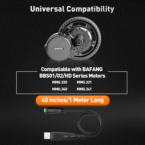 Programming Cable For Bafang BBSHD BBS01 BBS02 Motors And 8Fun Mid Drive Electric Bike 40 Inch Long Cable For Tuning PAS And Drive Settings DIY Ebike Performance Upgrade Accessory