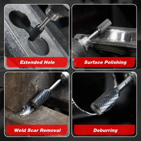 AlCrN Coated Carbide Rotary Burr Bit SB Five Double Cut For Die Grinder One Quarter Inch Shank metal working on surfaces