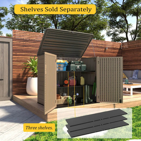 Weatherproof Outdoor Storage Shed Cabinet 48 cu ft extra large for bike lawn mower and garden gear with open doors