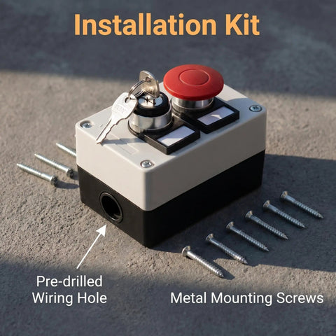 660V 10A Red Mushroom Push Button Switch Momentary Action With 2 Position On Off Key Lock Rotary Built Tough For Industrial Control Panels 5mm Mounting Hole And Clear Easy To Read Status Indicator, installation kit with screws