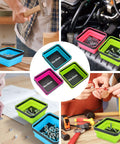 Magnetic Foldable Parts Tray Set, 3 Pack Collapsible Silicone Tool Trays With Double Sided Magnetic Base holding hardware.