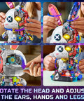 Cyberpunk Bunny Building Set With 1377 Pieces Lighting LED Eyes Exposed Gears And Lit Parts Create A Futuristic Robo Rabbit Model Kit For Kids Aged 8 To 12 With Multi Joint Flexible Head Ears Hands And Feet. Adjustable head and ears