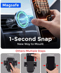 2-In-1 MagSafe Wireless Car Charger Mount With 15W Fast Charge Magnetic Phone Holder being used on a car air vent