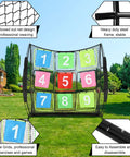 Portable Disc Golf Training Net With Nine Target Grids for backyard practice, 7x7 ft size, tough frame, weatherproof net.