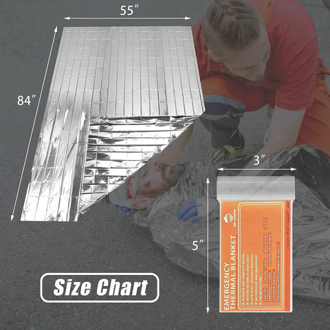 Emergency Mylar Space Blanket 4 Pack For Outdoors Survival Camping Hiking Go Bags And First Aid Kits size chart