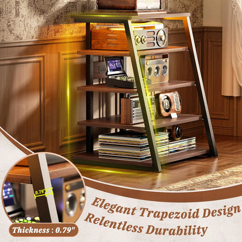 Rock Solid AV Media Stand With Zero Stress Assembly And Five Tier Adjustable Shelves For Stereo Racks And Compact Entertainment Centers A Total No Sweat Game Changer For Your Space