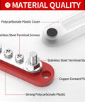 Heavy Duty 150 Amp 12 Volt Bus Bar Snap On Cover Dope Power Distribution Block detail of polycarbonate cover and stainless steel terminals